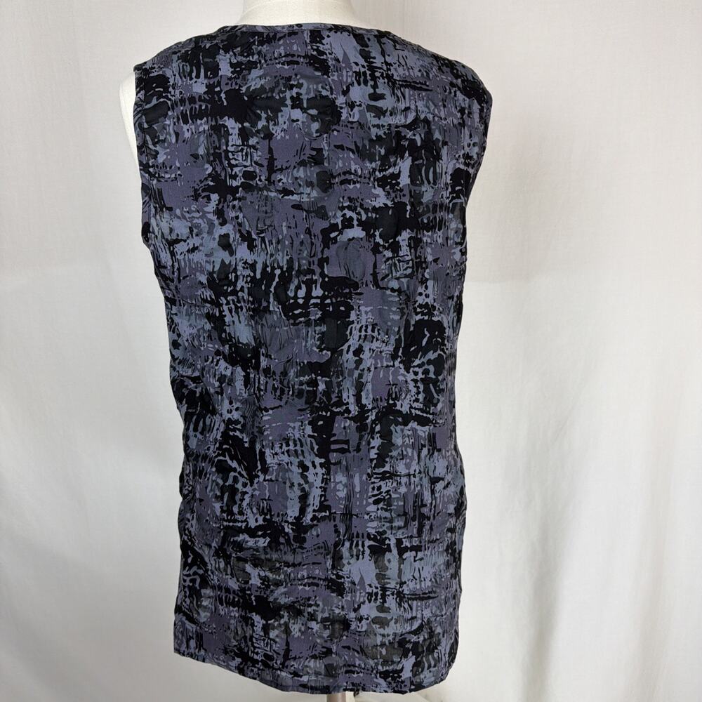 NWT Sydney TK108 Black Gray Pattern Crinkle Long Tank Top USA #0743 MED - Picture 3 of 6